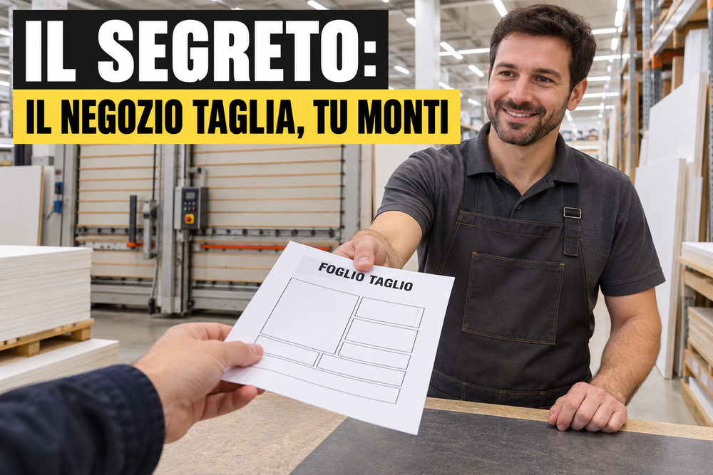 Il segreto: il negozio taglia, tu monti. Il Foglio Taglio consegnato al banco