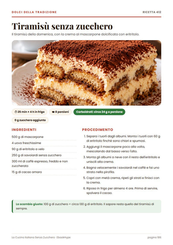 Ricetta del tiramisù senza zucchero