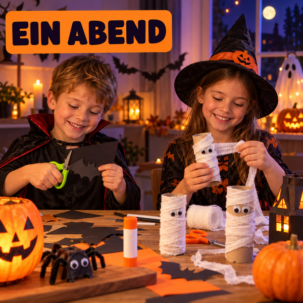 Kinder basteln Fledermäuse und