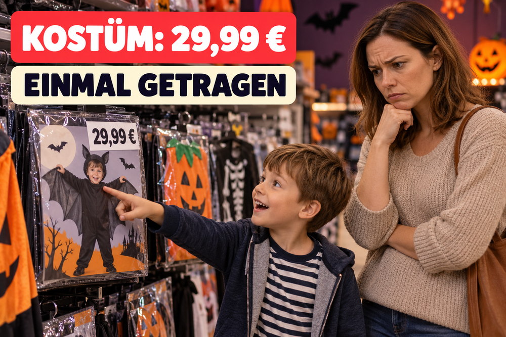 Kostüm für 29,99 Euro, einmal